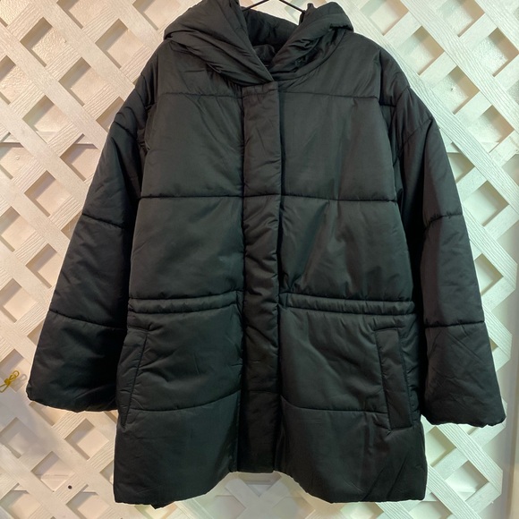 Ava & Viv Plus Mid-Length Zi/Snap Front Jacket w/Hood Long Sleeve Black 2X - Picture 1 of 9